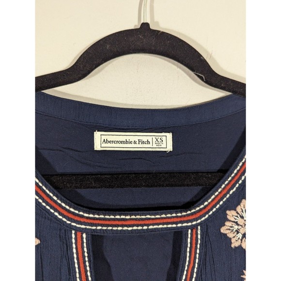 Abercrombie & Fitch Navy Embroidered Short Sleeve Swing Dress Size XS - Picture 5 of 8